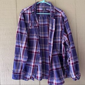 Men flannel maroon blue and white